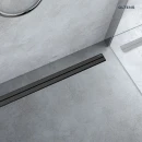 Oltens Langan Slim 70 maskownica odpływu prysznicowego liniowego czarny/czarny mat 30018300