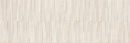 Biała płytka ścienna Marazzi Slow Wall 3D Dash Pomice 40x120 cm MPCC. Powierzchnia o matowym wykończeniu z wyraźną, trójwymiarową strukturą pionowych, nieregularnych prążków. Jasna, mineralna kolorystyka z subtelną teksturą naturalnego tynku.