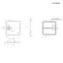 Oltens Bergytan brodzik 90x90 cm kwadratowy RockSurface szary beton 17101700 - rysunek techniczny