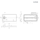 Oltens Bergytan brodzik 140x70 cm prostokątny RockSurface szary beton 15105700 - rysunek techniczny