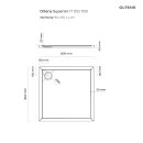Oltens Superior brodzik 80x80 cm kwadratowy akrylowy biały 17002000 - rysunek techniczny