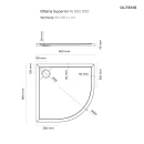 Oltens Superior brodzik 90x90 cm półokrągły akrylowy biały 16002000 - rysunek techniczny