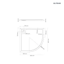 Oltens Superior brodzik 80x80 cm półokrągły akrylowy czarny mat 16001300  - rysunek techniczny