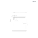 Oltens Superior brodzik 90x90 cm kwadratowy akrylowy czarny mat 17001300 - rysunek techniczny