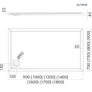 Oltens Superior brodzik 120x80 cm prostokątny akrylowy biały 15003000 - rysunek techniczny
