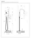 Bateria wannowo-prysznicowa wolnostojąca Omnires Y mosiądz szczotkowany Y1233-SBSB - rysunek techniczny
