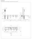 Bateria wannowa podtynkowa 5-otworowa z długą wylewką Omnires Y miedź szczotkowana Y1237-1CPB - rysunek techniczny
