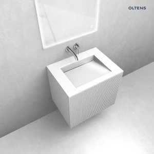Oltens Lun szafka podumywalkowa 60 cm z umywalką Stila LavaForm biały mat/biały połysk 68748000