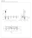 Bateria wannowa podtynkowa 5-otworowa Omnires Y chrom połysk Y1237-1SCR - rysunek techniczny