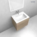Zestaw Oltens Lun szafka podumywalkowa 60 cm z umywalką Kalla LavaForm dąb/biały połysk 68778060