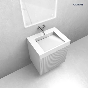 Oltens zestaw Lun szafka podumywalkowa 60 cm z umywalką Stila LavaForm biały mat/biały połysk 68788000