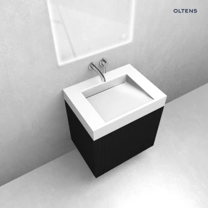 Oltens zestaw Lun szafka podumywalkowa 60 cm z umywalką Stila LavaForm czarny mat/biały połysk 68788300