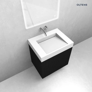 Oltens zestaw Lun szafka podumywalkowa 60 cm z umywalką Stila LavaForm czarny mat/biały mat 68789300