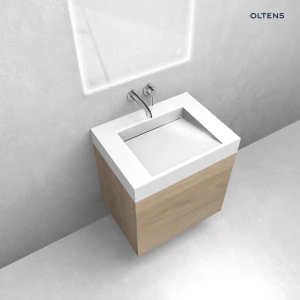 Oltens zestaw Lun szafka podumywalkowa 60 cm z umywalką Stila LavaForm dąb/biały połysk 68796060