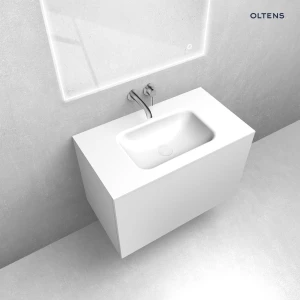 Oltens zestaw Lun szafka podumywalkowa 80 cm z umywalką Kalla LavaForm biały mat/biały połysk 68782000