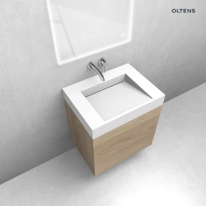 Oltens zestaw Lun szafka podumywalkowa 60 cm z umywalką Stila LavaForm dąb/biały mat 68797060