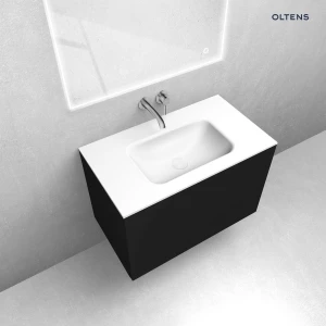 Oltens zestaw Lun szafka podumywalkowa 80 cm z umywalką Kalla LavaForm czarny mat/biały mat 68783300