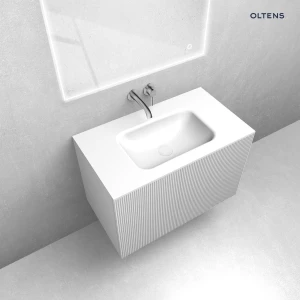 Oltens zestaw Lun szafka podumywalkowa 80 cm z umywalką Kalla LavaForm biały mat/biały połysk 68772000