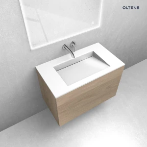 Oltens zestaw Lun szafka podumywalkowa 80 cm z umywalką Stila LavaForm dąb/biały połysk 68760060