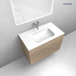Oltens zestaw Lun szafka podumywalkowa 80 cm z umywalką Kalla LavaForm dąb/biały połysk 68782060