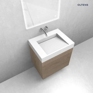 Oltens zestaw Lun szafka podumywalkowa 60 cm z umywalką Stila LavaForm dąb/biały mat 68789060