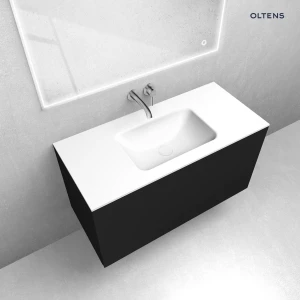 Oltens zestaw Lun szafka podumywalkowa 100 cm z umywalką Kalla LavaForm czarny mat/biały mat 68787300