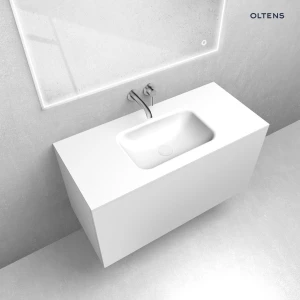 Oltens zestaw Lun szafka podumywalkowa 100 cm z umywalką Kalla LavaForm biały mat/biały połysk 68784000