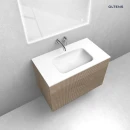 Zestaw Oltens Lun szafka podumywalkowa 80 cm z umywalką Kalla LavaForm dąb/biały mat 68773060
