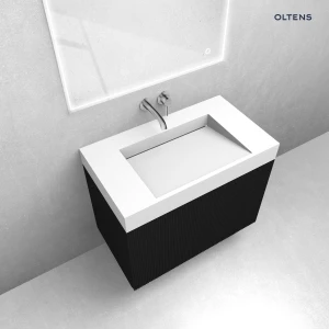 Oltens zestaw Lun szafka podumywalkowa 80 cm z umywalką Stila LavaForm czarny mat/biały mat 68791300