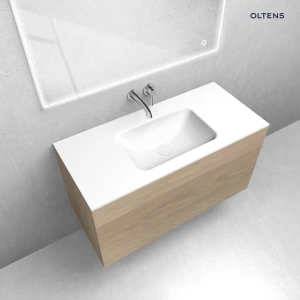 Oltens zestaw Lun szafka podumywalkowa 100 cm z umywalką Kalla LavaForm dąb/biały mat 68787060