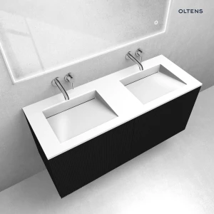 Oltens zestaw Lun szafka podumywalkowa 120 cm z umywalką Stila LavaForm czarny mat/biały połysk 68756300