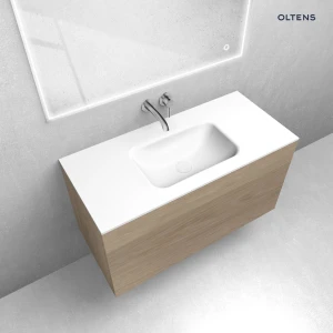 Oltens zestaw Lun szafka podumywalkowa 100 cm z umywalką Kalla LavaForm dąb/biały mat 68785060