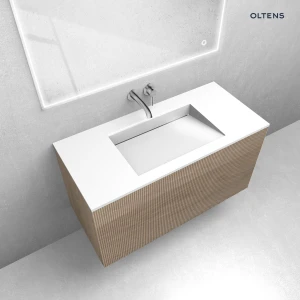 Oltens zestaw Lun szafka podumywalkowa 100 cm z umywalką Stila LavaForm dąb/biały połysk 68752060