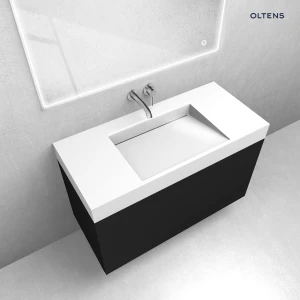 Oltens zestaw Lun szafka podumywalkowa 100 cm z umywalką Stila LavaForm czarny mat/biały połysk 68800300
