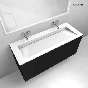Oltens zestaw Lun szafka podumywalkowa 120 cm z umywalką Stila LavaForm czarny mat/biały połysk 68764300