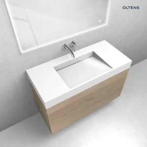 Oltens zestaw Lun szafka podumywalkowa 100 cm z umywalką Stila LavaForm dąb/biały połysk 68800060