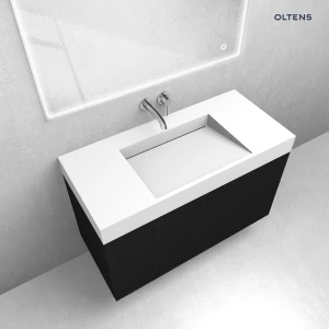 Oltens zestaw Lun szafka podumywalkowa 100 cm z umywalką Stila LavaForm czarny mat/biały mat 68793300