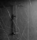 Grafitowa marmurowa ściana, zestaw prysznicowy natynkowy Omnires Y z deszczownicą chrom połysk Y1244MCR