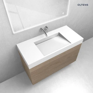 Oltens zestaw Lun szafka podumywalkowa 100 cm z umywalką Stila LavaForm dąb/biały połysk 68792060