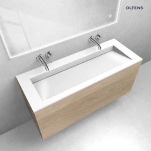 Oltens zestaw Lun szafka podumywalkowa 120 cm z umywalką Stila LavaForm dąb/biały połysk 68764060
