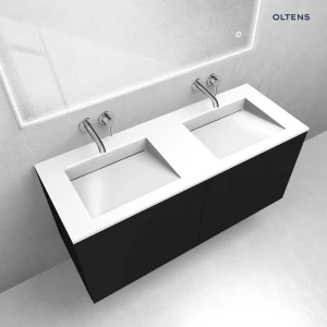 Oltens zestaw Lun szafka podumywalkowa 120 cm z umywalką Stila LavaForm czarny mat/biały połysk 68766300