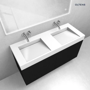 Oltens zestaw Lun szafka podumywalkowa 120 cm z umywalką Stila LavaForm czarny mat/biały połysk 68794300