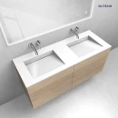 Zestaw Oltens Lun szafka podumywalkowa 120 cm z umywalką Stila LavaForm dąb/biały połysk 68766060
