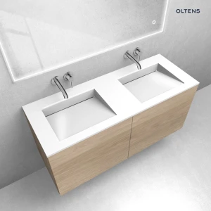 Oltens zestaw Lun szafka podumywalkowa 120 cm z umywalką Stila LavaForm dąb/biały połysk 68766060