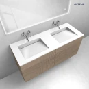 Zestaw Oltens Lun szafka podumywalkowa 120 cm z umywalką Stila LavaForm dąb/biały połysk 68756060