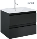 Oltens Vernal szafka 60 cm podumywalkowa wisząca z umywalką czarny mat/biały połysk 68461300
