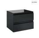 Oltens Vernal szafka 60 cm podumywalkowa wisząca z umywalką czarny mat/biały połysk 68461300 - szafka
