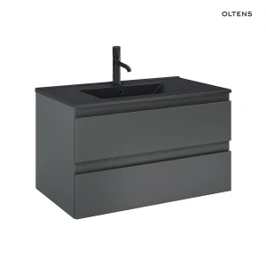 Oltens Vernal umywalka z szafką 80 cm czarny mat/grafit mat 68037400