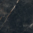 Gresowa płytki imitująca czarny marmur ze złotą/beżową żyłą Tubądzin Shinestone Black Poler 59,8x59,8