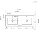 Oltens Vernal szafka 120 cm podumywalkowa wisząca z umywalką grafit mat/czarny mat 68465400 - rysunek techniczny umywalki